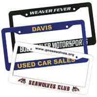 License Plate holders with logo.